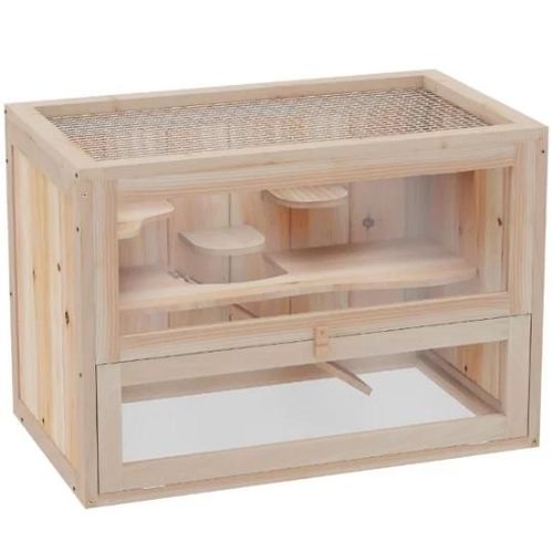 Cage Pour Hamsters Souris Petits Rongeurs Multi-Équipements Rampe Plateformes Toit Ouvrant Grillagé Porte Bois De Sapin Plexiglas