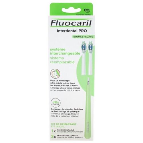 Fluocaril Brosse À Dents Interdental Pro Souple Kit 1 Manche Durable + 2 Têtes Remplaçables 