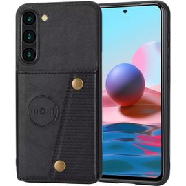 Compatible Avec Coque Samsung Galaxy S23, Etui En Cuir De Téléphone Avec Emplacement De Cartes Coque+Film De Protection D?Écran Téléphone Portable Stand Housse-Noir