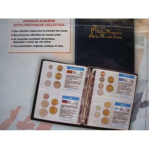 Classeur Des Plus Belles Monnaies Du Monde Entier + 20 Feuillets De Rangement (Sans Les Sets De Monnaies De Présentation)