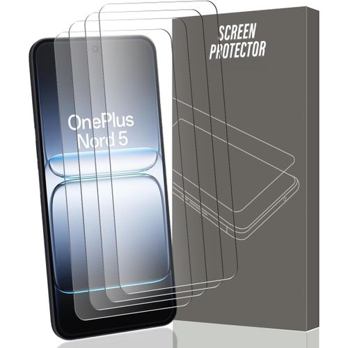 CAUC-4 Pièces Verre Trempé pour OnePlus Nord 5 5G Protection d'écran, Dureté 9H Glass Anti Rayures - HD Ultra Transparent, film Verre protection