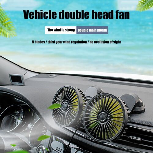 Ventilateur De Tableau De Bord F404 Alimenté Par Usb, Climatisation, Multi-Angle, Double Tête Rotative, 3 Vitesses, Pour Véhicule, Camion, Suv
