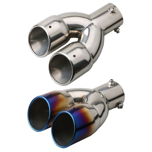 Embout De Tube D'échappement Double En Acier Inoxydable, 2.5 Pouces, Entrée Id, Accessoire Externe Pour Voiture