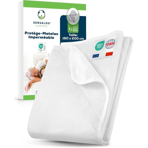 Protège-Matelas 160x200 cm Imperméable Alèse Lit Queen Size Respirante Hypoallergénique-Housse Lavable 95°C-Protection Matelas Jusqu`à 30cm-Confort Silencieux
