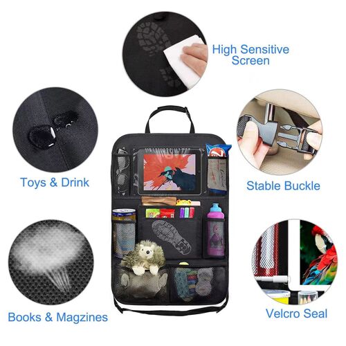 Organisateur De Siège Arrière De Voiture, Imperméable Et Durable, Avec Support De Tablette Tactile, 2 Pièces