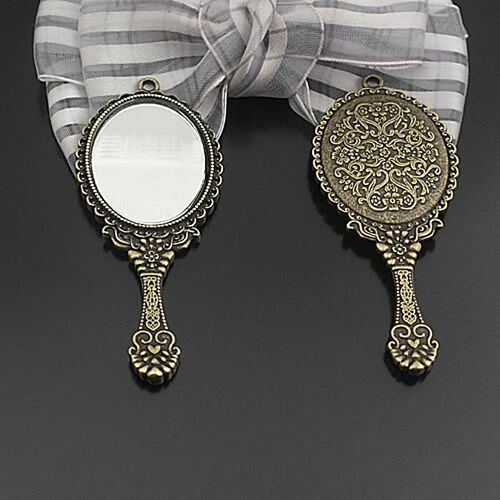 Breloques Ovales Et Rondes En Alliage De Zinc, Style Antique, En Verre, Miroir, Pendentifs, Accessoires De Bricolage, Vente En Gros, 4 Pièces, 23065