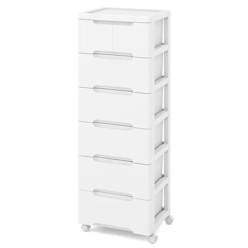 Costway Boîte Rangement À 6 Niveaux Avec 4 Roulettes, Format Papier A4, Documents, Caisson Bureau Pour Chambre, Salon 40x32x114cm