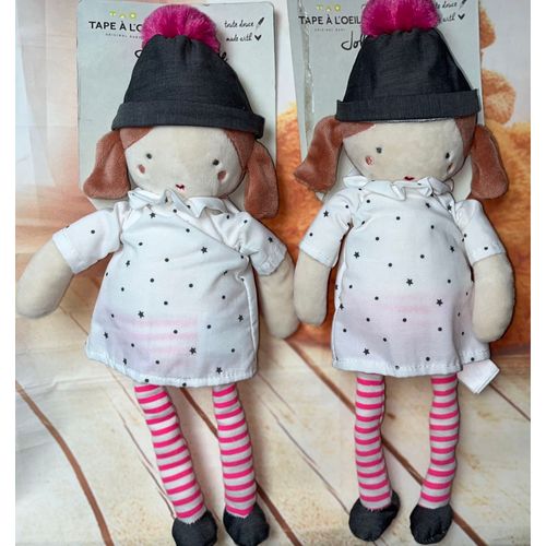 Doudou Poupée Tape À L’?Il Lot De Deux Poupées Peluches Doudous Jouets Petites Filles Soft Toys Dolls Baby 