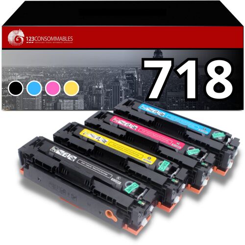 123CONSOMMABLES - Pack 4 toners compatibles Canon 718 pour Canon MF724 MF728 MF729 MF8330 MF8340 MF8350 MF8360 MF8380 MF8540 MF8550 MF8580