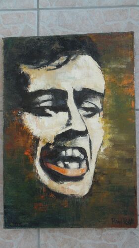 Peinture Huile; Peintre Paul Petit :Jacques Brel