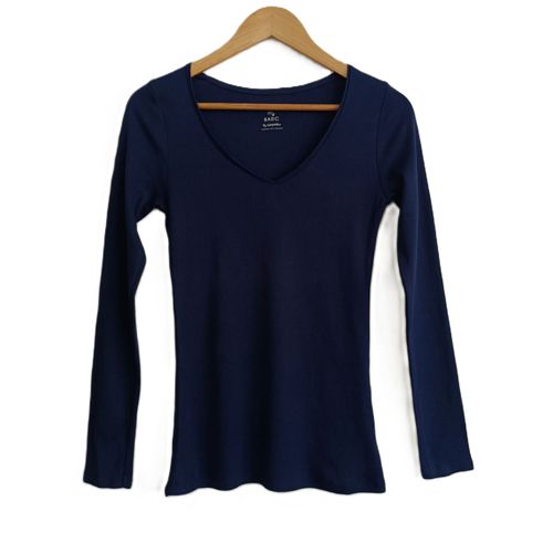 T Shirt Bleu Marine À Manches Longues. Camaïeu. Taille 34 /36