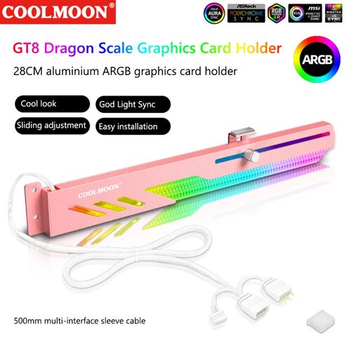 COOLMOON ¿ Support Vertical CM-GH2 pour carte graphique colorée, 5V, A-RGB degrés, pour ordinateur