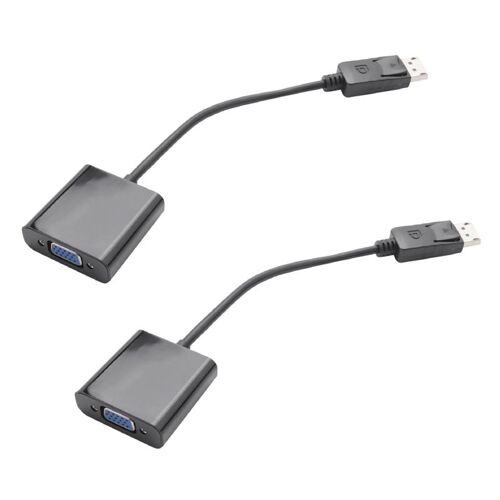 adaptateur DP mâle vers VGA femelle, 2X, convertisseur de câble, noir