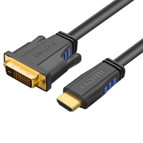 Adaptateur HDMIs vers DVI pour moniteur, câble haute vitesse, plaqué or 24k, ligne de Conversion d'interface pour ordinateur portable, projecteur HDTV