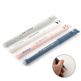 Stylo Effaçable Animaux De Dessin Animé 0.35mm, Tiges De Recharge, Mignon Panda Chat, Stylo À Bille Kawaii Pour L'écriture Scolaire, Poignée Lavable, 4 Pièces