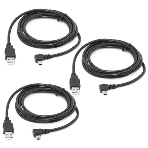 Câble de données coudé vers USB 1.8 mâle, mini USB type B, 5 broches mâle, 90 magasins résistants, document noir, 3X, 2.0 m