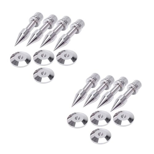 Pointes d'isolation de haut-parleur, coussinets de base de cône antichoc, pied de support, HiFi, 8 pièces