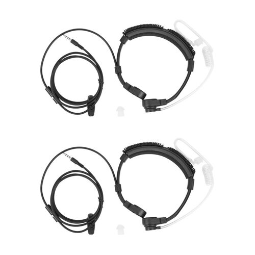 Microphone à gorge tactique à prise 3.5Mm, 2 pièces, écouteurs, Tube d'air discret réglable, casque avec gorge