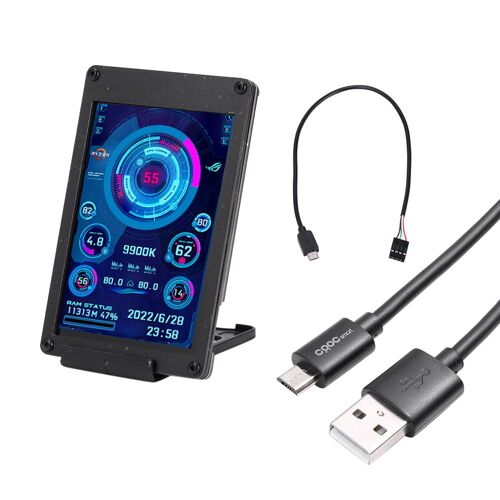 Écran IPS de surveillance de la température, 3.5 pouces, CPU, GPU, RAM, 4 broches, 2.54 broches vers USB mâle, pour Windows/Linux, DIY