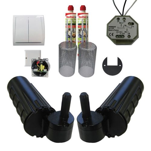 Pack motorisation pour volets 2 battants URANUS filaire - gond Ø 14 plus 1 kit résine plus 1 alimentation