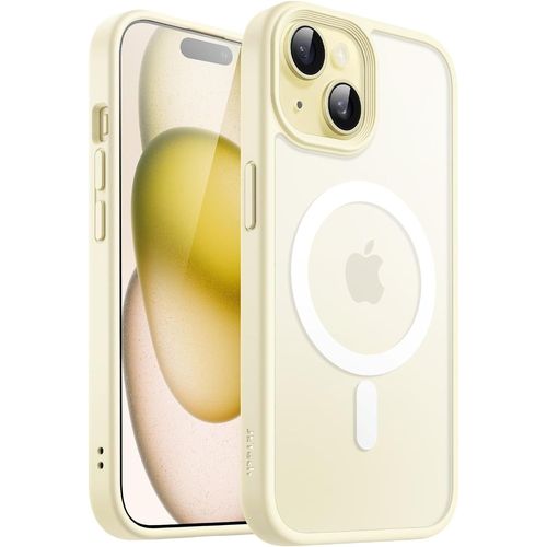 Coque Magnétique Pour Iphone 15 6,1 Pouces Compatible Avec Magsafe, Etui Translucide Mat Arrière Housse Fine Antichoc Jaune