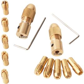 Lot de 7 0.5-3mm Petit Collet de Foret électrique, Petite Perceuse électrique Bit Collet Drill Chuck Set Avec clé Allen 3.17mm, y Compris 0,5 mm/1 mm/1,5 mm/2,5 mm/mm/3.2 mm
