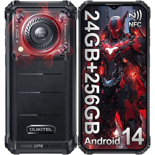 OUKITEL WP36 Pro Téléphone Portable Incassable,24Go+256Go Noir
