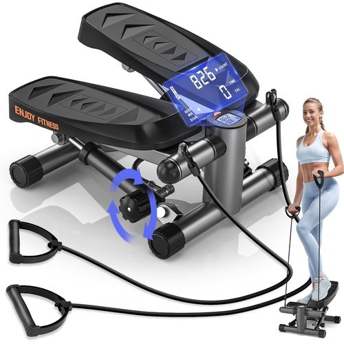 Checarzhn--No1-Stepper 2 En 1 Avec Cordes Élastiques, 16 Niveaux De Résistance, Mini Stepper D'appartement Avec Écran Multifonctions, Stepper Fitness La Maison, Idéal Pour Jambes, Bras, Fesses, Jusqu