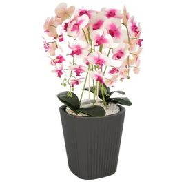 Pot De Fleurs Pot De Fleurs Avec Grand Insert Couleur Anthracite Rond Ø39 Cm H 41 Cm Rainure Surface Mat Plastique Moderne Glamour