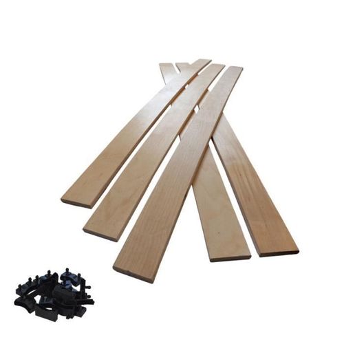 5 Lattes + Embouts - 880x48x8 Mm - Lit 90 - Pour Sommier / Bz / Clic Clac 90x190 Cm Bois Clair