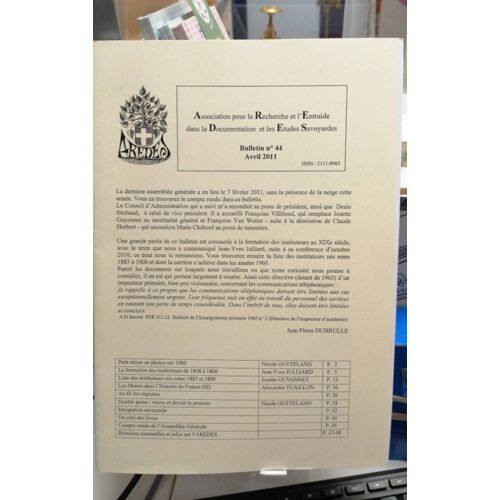 Association Pour La Recherche Et L'entraide Dans La Documentation Et Les Études Savoyardes 44