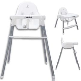 Twinky® Chaise Haute Bébé Eco | Évolutive, Pliable & Réglable | Siège Repas Confort De 6 Mois À 3 Ans | Blanc