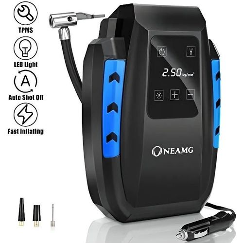 Oneamg Compresseur D'air Portatif 12v, Compresseur Voiture D'air Digital Portable 12v 120w Auto Gonfleur Pneus, Electrique
