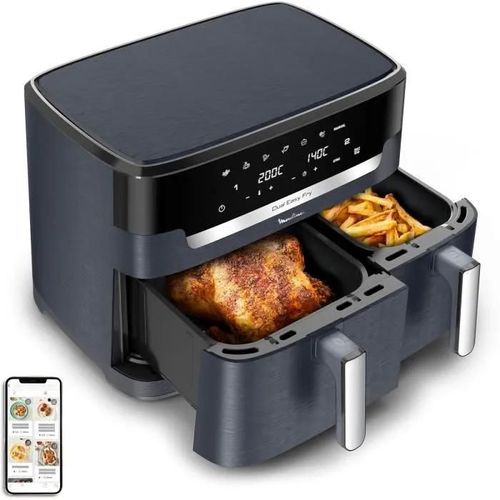 Friteuse à air - MOULINEX - Dual Easy Fry XXL - 11L - 7 programmes - Gris Poivre de Java