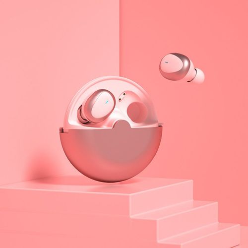 Écouteurs sans fil avec micro - intra-auriculaire - Bluetooth - Suppresseur de bruit actif - jeux - Temps de travail long - rose