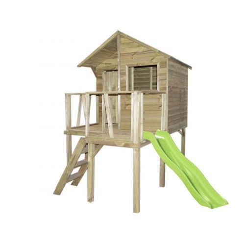 Trigano Maisonnette Sur Pilotis Victor - Bois - Échelle + Toboggan - Hors Tout 6m²