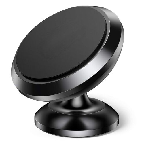 Support Portable Voiture Magnétique - Porte Téléphone Rotation 360° Attache Smartphone Aimants Forts Compatible Avec Iphone/Samsung/Huawei/Gps Etc. - Noir