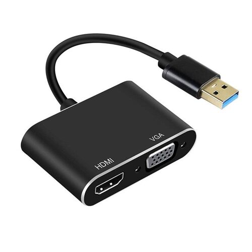 Convertisseur USB 3.0 vers VGA/HDMI 1080P HD, 2 en 1, pour ordinateur portable, moniteurs HDTV, diviseur HDMI, sortie VGA pour Windows XP/7/8/10