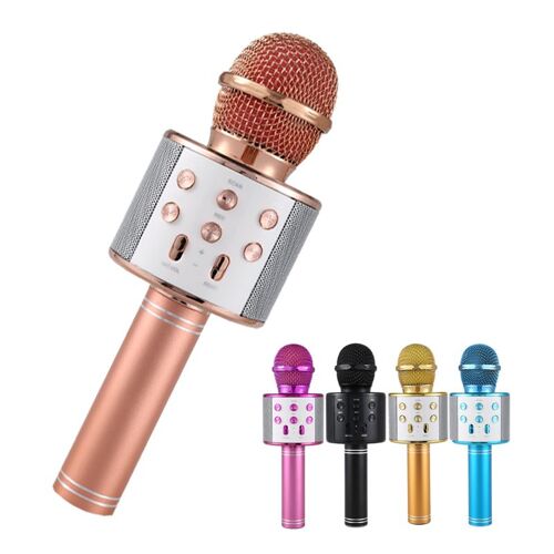 Microphone professionnel sans fil Bluetooth WS-858, karaoké, haut-parleur, lecteur de musique portable, micro, enregistreur de chant, KTV