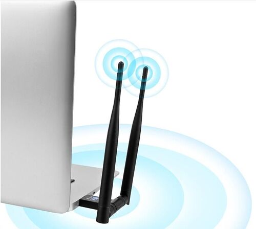 Carte réseau double bande USB 1200/2.4 ghz, 5.8 mb/s, adaptateur de récepteur Wifi sans fil pour PC avec 2 antennes