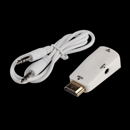 Adaptateur de boîtier convertisseur HDMI mâle vers VGA femelle avec câble Audio pour PC HDTV + câble Audio AV 3.5mm