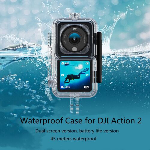 Coque étanche de plongée pour DJI Action 2, boîtier de 45m, couvercle de caméra, ensemble double écran, accessoires de caméra de sport Osmo Action 2