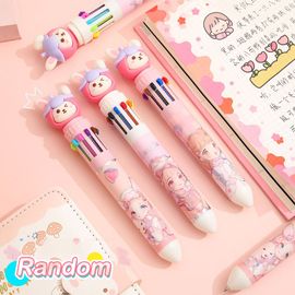 Stylo À Bille Épais En Silicone, 10 Couleurs, Lapin De Dessin Animé Kawaii, Fournitures Scolaires Et De Bureau, Papeterie Cadeau