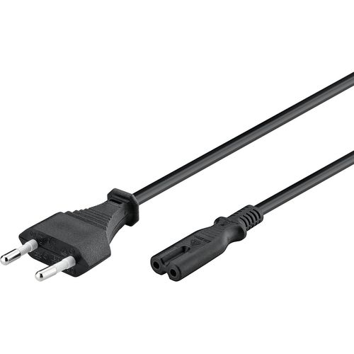 Noir 50084 Cable D'alimentation Euro Male À 2 Pins Euro Double Femelle Droit /Cable Alimentation Ps5, Ps4, Xbox / Type C & C7 Femelle Universel Cable Chargeur / Noir / 1,5m