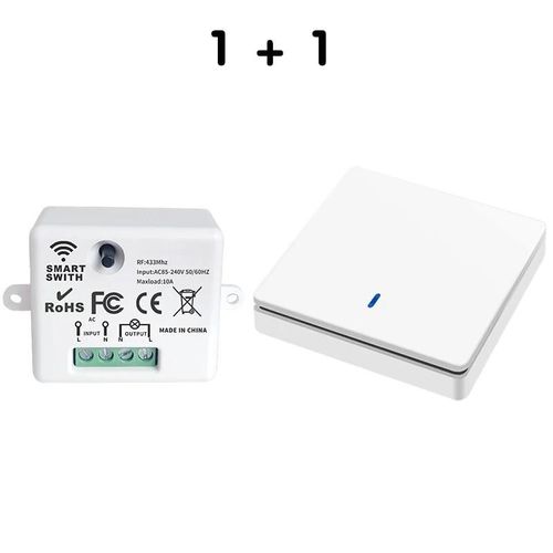 Interrupteur intelligent sans fil 433Mhz RF 86, panneau mural avec télécommande, Mini relais récepteur 220V, ventilateur de lampe pour la maison-1R 1W
