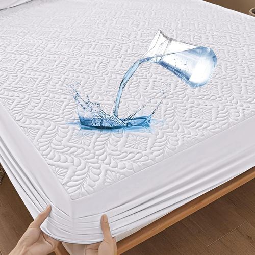 Protège-matelas imperméable,140 x 200 cm,Drap-housse,Motif 3D,Super absorbant,Housse de matelas imperméable,Protection contre l'humidité,Blanc