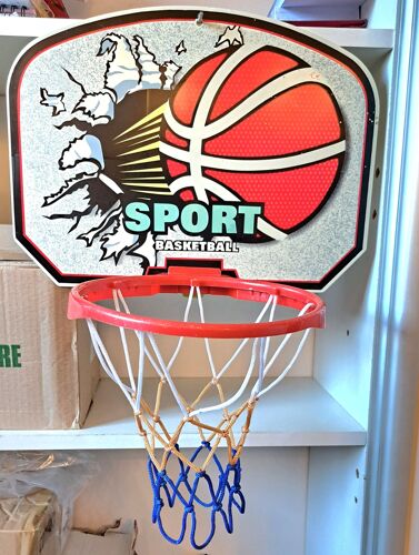 Panier De Basket Avec Filet Diamètre 25 Cm À Suspendre Ou Sur Pied (Non Fourni) Pour Enfant Basketball Pliable Sans Ballon - Panneau 43 Cm X 30 Cm