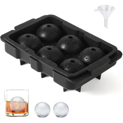 KAL-Moule À Glaçons Pour Balles De Golf, Moule À Glaçons Sphériques Silicone Machine À Glaçons Rondes Peut Faire 6 Grandes Boules De Glace Cadeau Golf Pour Amateurs De Cocktails Café Whisky
