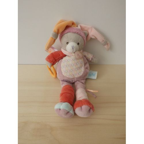 Doudou Chat Gris Rose Pouet Babynat Baby Nat'