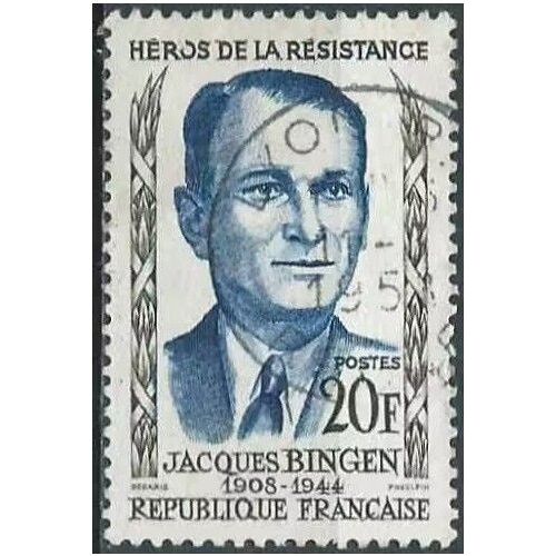 France 1958, Beau Timbre Yvert 1160, Héros De La Résistance, Jacques Bingen, Oblitéré, Tbe -
